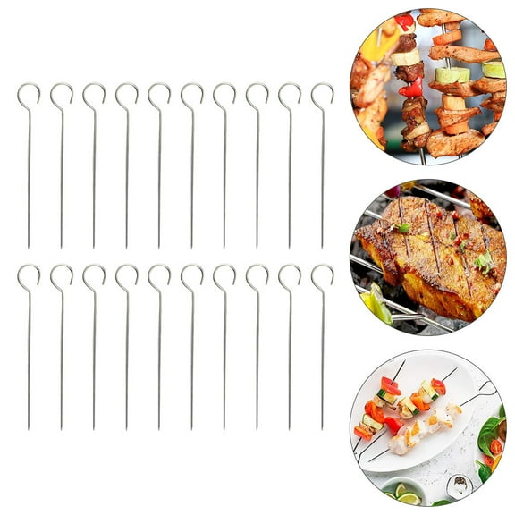 Worgeous Stainless Steel BBQ skewers for Grilling with Comfortable Grip and RustProof Design 50pcs