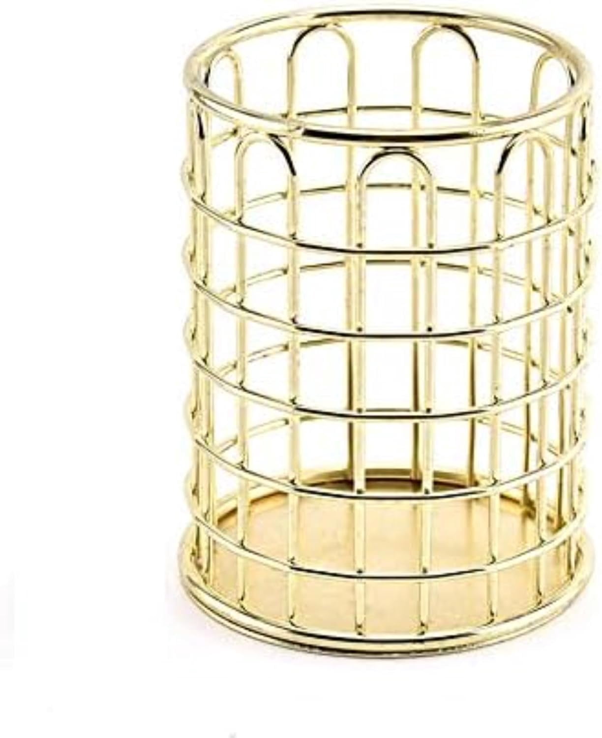 ABPETE Pencil Cup,Pen Holder, Wire Metal Pencil Holder, Decorative Desk Storage Organizer Container for Stationery and Desk Accessories (Gold 2,2-PACK)
