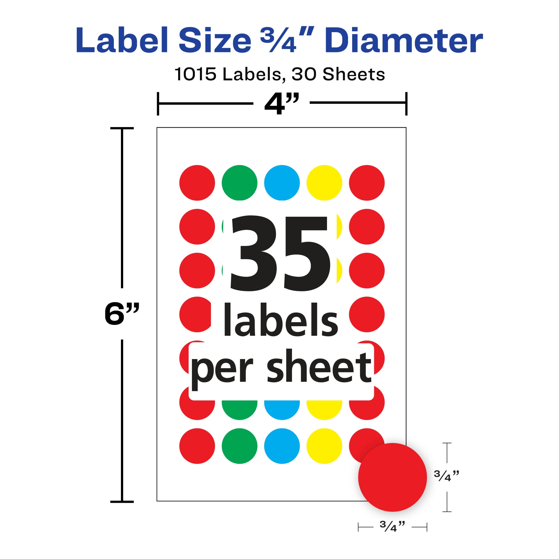 Avery Color Coding Labels, 3/4