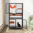 thumbnail image 2 of JAXPETY 4-Tier Cat Cage, Cat Crate Playpen Kennel, Ferret Cage with Wheels, Hammock, Beds, Removable Tray and Ladders, Black, 2 of 8