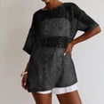 thumbnail image 5 of SSZMDLB Women Sequins T-Shirt Short Sleeve Round Neck Casual Basic Tee Holiday Party Tops Summer Fashion Outfits Workout Clothes, Black S, 5 of 7