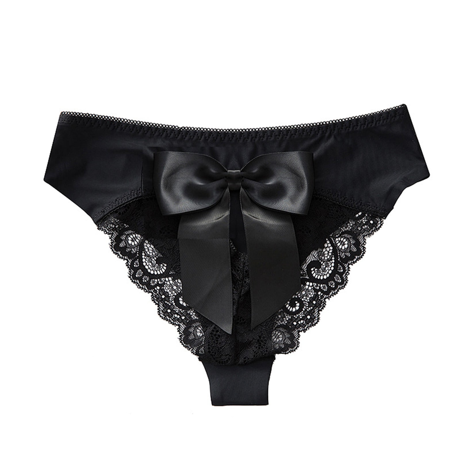 PMUYBHF Womens Seamless Underwear Pack Black Women's Bow Lace Stitching  Traceless Ice Silk Panties Low Waist Women's Briefs Womens Seamless  Underwear