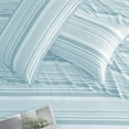 thumbnail image 3 of ClevaHome 3-Piece Twin Microfiber Classic Stripe Bed Sheet Set, Super Soft, Breathable Stripe Bedding with 17 inches Deep Pocket, Glacier Stripe, 3 of 7