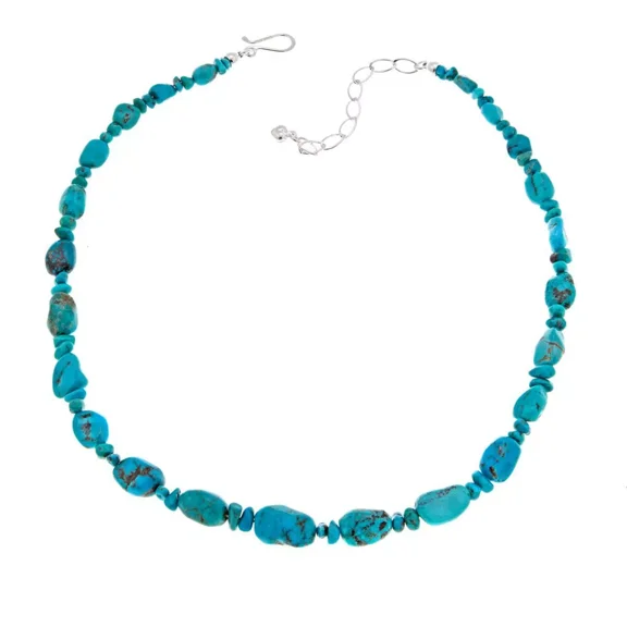 Jay King Andean Blue Turquoise Bead Sterling Silver Necklace 18-1/4"