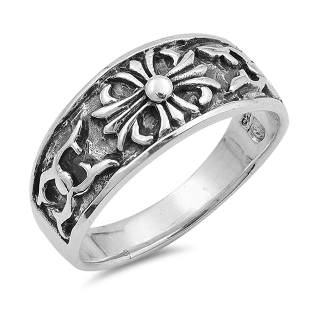 Vintage Celtic Cercelee Cross Ring - .925 Sterling Silver Band, Sizes 6-14 - View #10