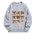 thumbnail image 2 of Women Fleece Sweatshirts Fall Casual Crew Neck Shirts Long Sleeve Oversized Graphic Sweatshirts Gray M, 2 of 3