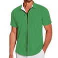 thumbnail image 4 of XIAONU Solid Print Shirt for Men Short Sleeve Zip Front Outdoor Tops, 4 of 6