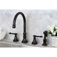 thumbnail image 3 of Kingston Brass Tuscany 8" Deck Mount Kitchen Faucet with Brass Sprayer, 3 of 4