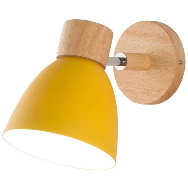 Nordic Metal Iron Macaron Dormitorio Cabecera Aplique de pared Moderno Simple E27 Base de madera Montado en la pared Estudio Pared Dormitorio Balcón Restaurante Escaleras Decorativo Aplique de pared Adepaton GX-167-5