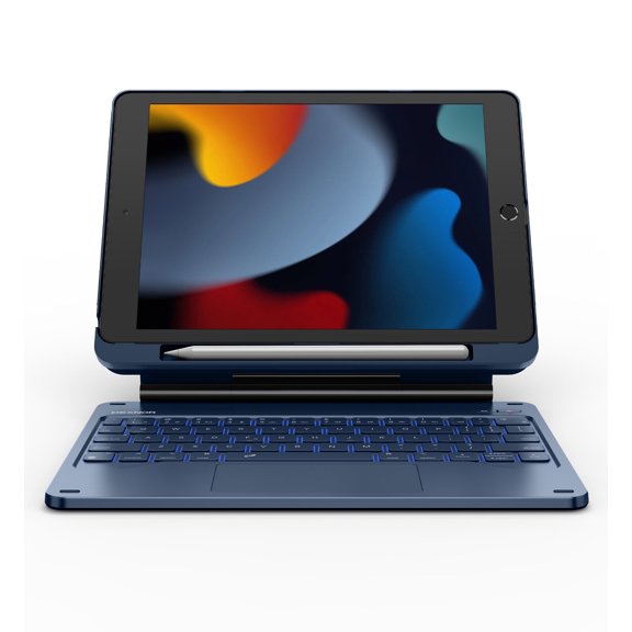 Open Box Dexnor for iPad 9th Generation Case with Keyboard Floating Cantilever Magnetic Stand Multi-touch Trackpad Backlit Pencil Holder Magic Style Keyboard Case for iPad 9th/8th/7th Gen 10.2 inch, Blue