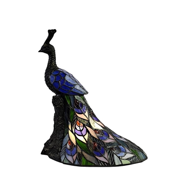 Dale Tiffany 1-Light Resin & Art Glass Accent Lamp in Bronze/Blue