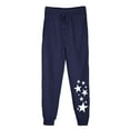 thumbnail image 3 of BiZtdJrK Womens Sweatpants Stars Print Elastic High Waist Yoga Workout Joggers Drawstring Fashion Street Sweat Pant with Pockets Navy S, 3 of 5