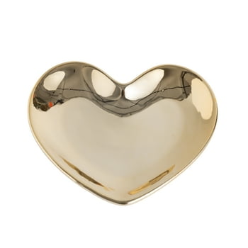 Mainstays Gold Ceramic Decorative Heart Tabletop Trinket Tray