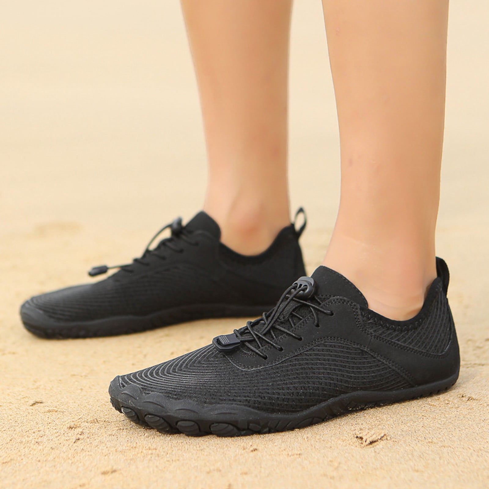 Mepaouo Women Men Water Shoes Quick Dry Barefoot Aqua Sport Hiking Diving Walking Shoes(Black,7.5)