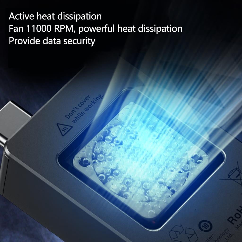 HONCLL Portable M.2 NVMe SSDs Enclosure, USB C 3.2 10Gbps Fast Speed Data Transfer for 2230 SSDs, Active Cooling System