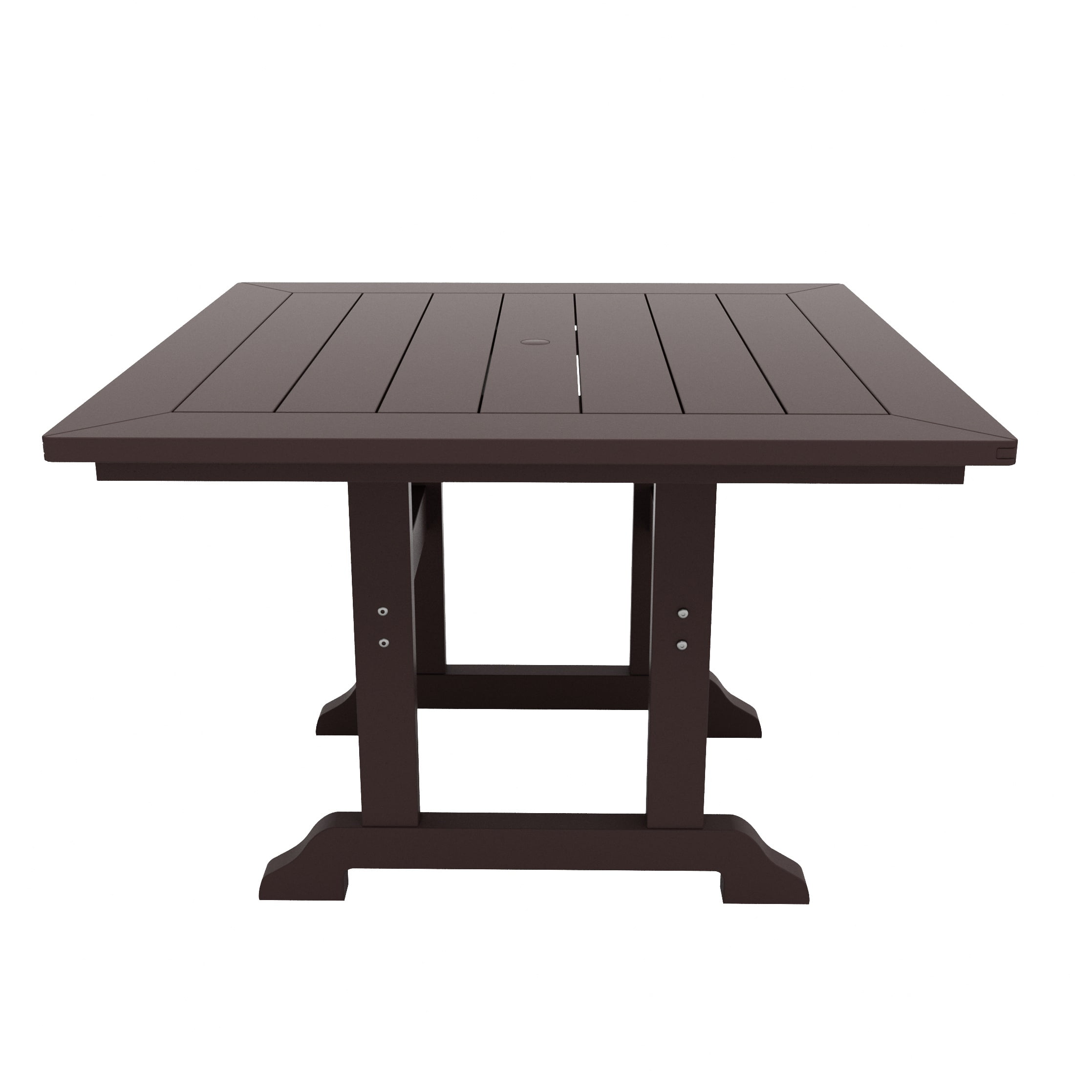 WestinTrends Ashore 5 Pieces Adirondack Patio Dining Set, All Weather Poly Lumber Slatted Modern Farmhouse Outdoor Furniture Set, 43" Trestle Square Table and 4 Adirondack Dining Chair, Dark Brown