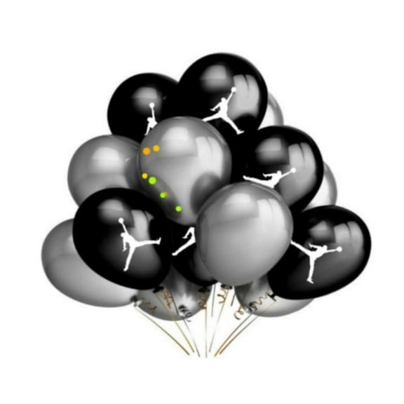 bgbcostume.com Jordan Black Latex Balloons, 12pcs Set