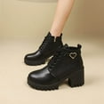 thumbnail image 2 of Wensltd Womens Boots Chunky Heel Round Toe Booties Side Zipper Wide Width Fall Winter Dress Shoes, 2 of 7