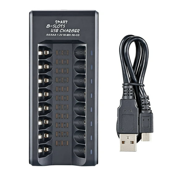 8Slot DC5V USB Charger Portable Charging Station For AA /Triple A Rechargeable Batteries With Independent Charging Slots
