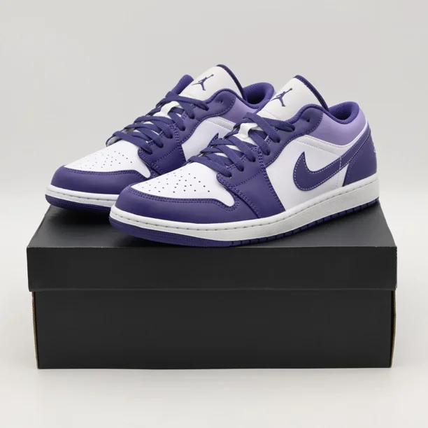 553558-515 N I-K-E A i r-Jor-dan 1 Low Sky J Purple White Light Blueberry (Men's)