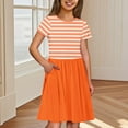 thumbnail image 2 of Tranfacy Robe d'Été pour Filles, Robes pour Filles Taille 10-12, Robe Trapèze à Rayures à Manches Courtes et Col Rond pour Adolescentes et Enfants avec Poches, 2 of 5