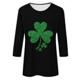 thumbnail image 4 of Meichang Hauts à Manches 3/4 pour Femmes, T-Shirts de la Saint-Patrick, T-Shirts Graphiques Verts Trèfle, Col Rond Décontracté, T-Shirts Irlandais Chanceux, 4 of 4