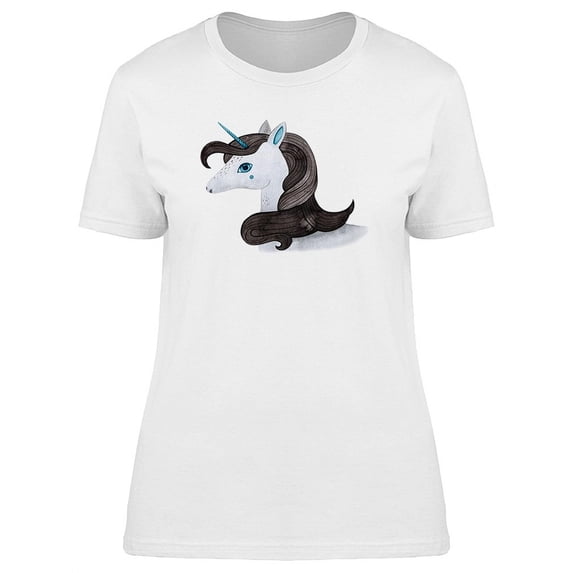 Cute Black Hair Maigc Unicorn T-Shirt Women -Image by Shutterstock, Female Small