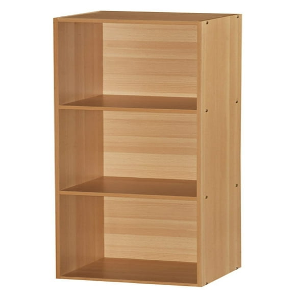 Hodedah Armoire Bibliothèque de Rangement pour la Maison à 3 Tablettes, Beech