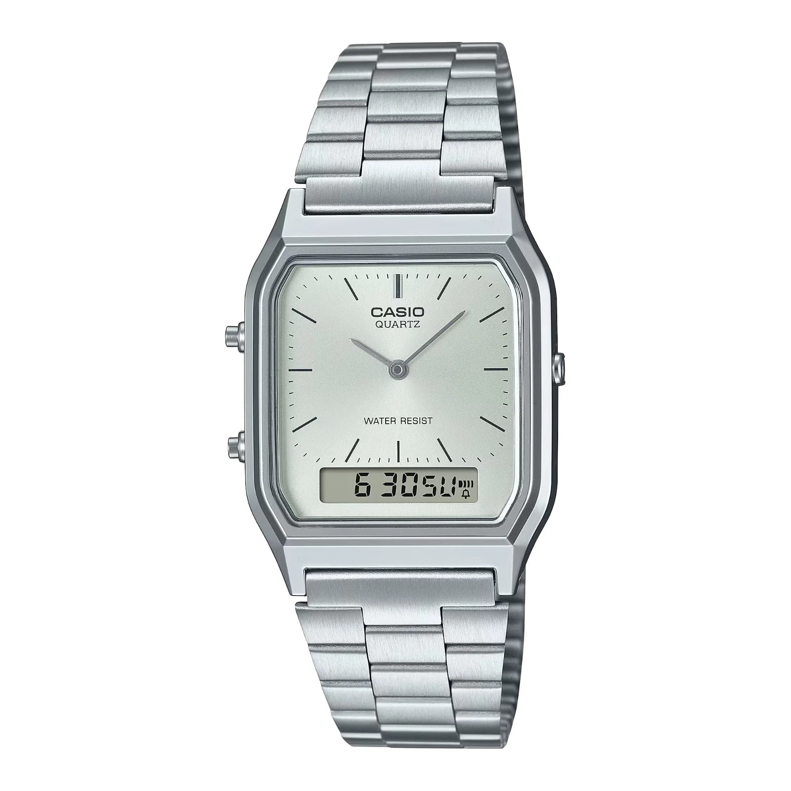 Casio Vintage Analog Digital Silver Dial Stainless Steel Watch AQ-230A-7AMQY