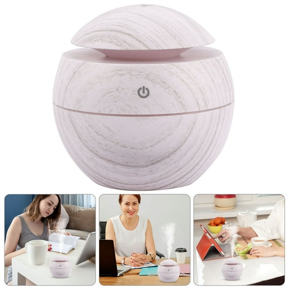 Amosfun White Wood Grain Aroma Diffuser Aromatherapy Humidifier with LED Light for Decoration
