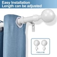 thumbnail image 4 of Urbanest Adjustable Single Curtain Rod Set Steel Ball Finials – 1 -Inch Diameter, With Glossy White Rod, 28–48 Inches, 4 of 6