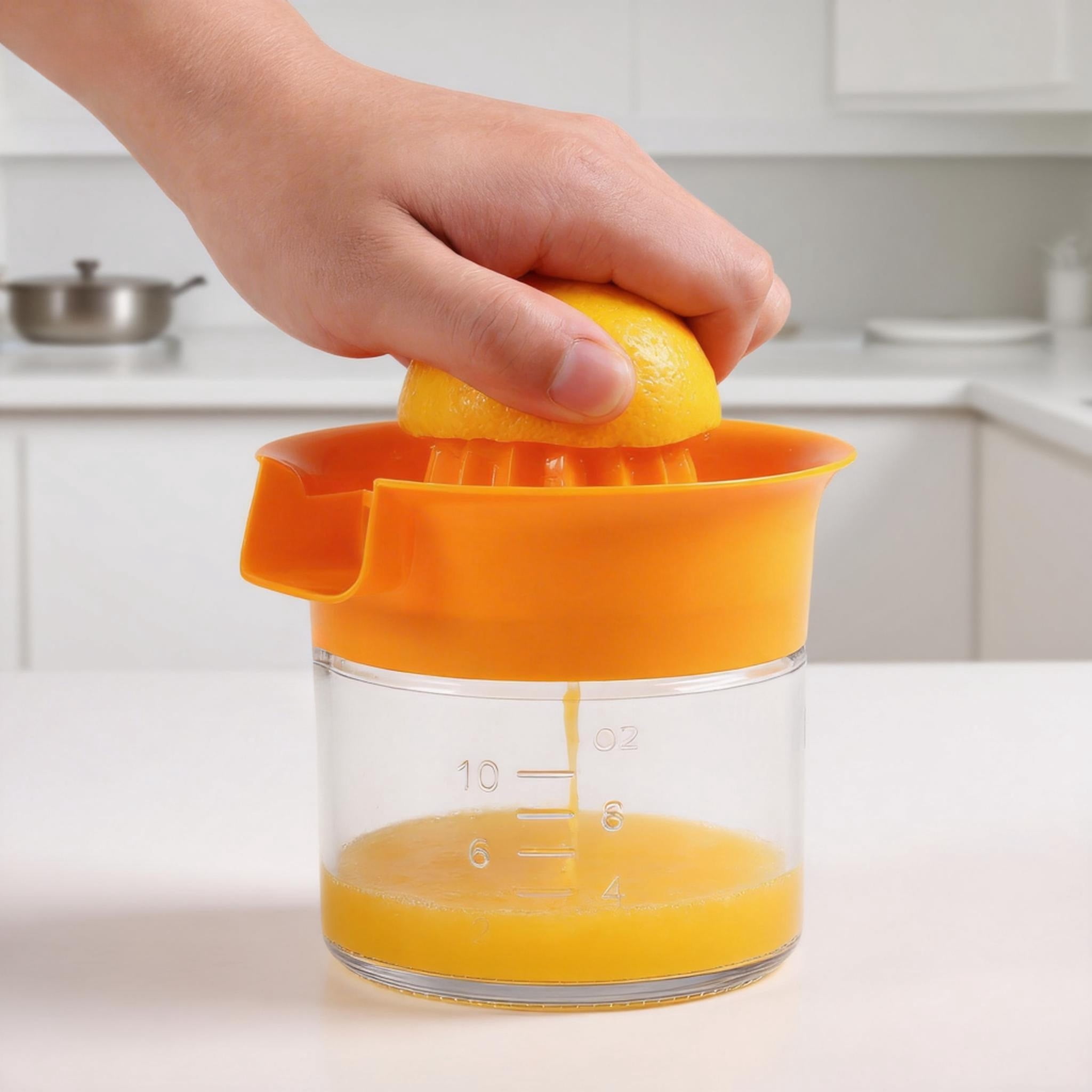 Mainstays 10 Ounce Top Glass and Plastic Citrus Juicer Orange
