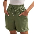 thumbnail image 2 of aidice Cargo Shorts for Women Linen Cotton Drawstring Elastic Waisted Shorts with Pockets Summer Causal Comfy Shorts, 2 of 8