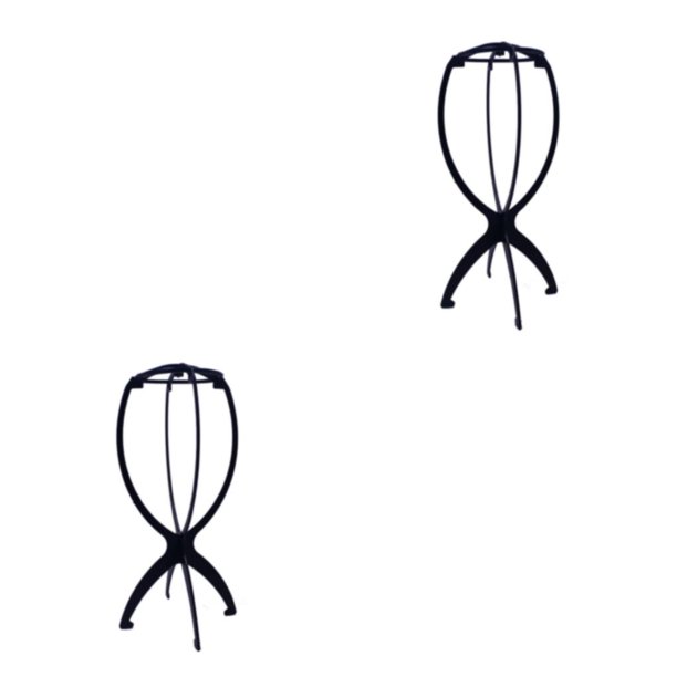 Soidarity Soporte de peluca compacto y ligero de plástico para accesorios para el cabello, soporte plegable para peluca negro 2Conjunto