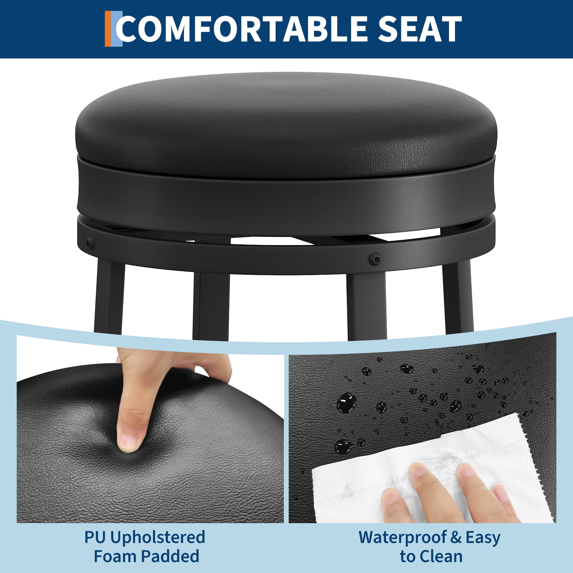 30" Swivel Bar Stools Set of 2/4 with Footrest – Modern Counter Height Stools for Kitchen Island, Bar, or Dining