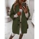 thumbnail image 3 of Abrigo de lana para mujer Cuello vuelto Manga tres cuartos Abrigo de invierno con un solo pecho OD Verde M, 3 of 6
