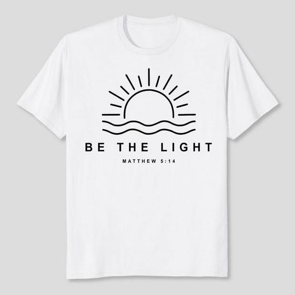 Chris.tian Be The Light Shirts for Women Bible Verse Shirts Jesus Religious Faith Tshirts Inspirational Tees Tops, Women's Graphic Tee 100% Cotton by TBun, Full Sizes S-5XL