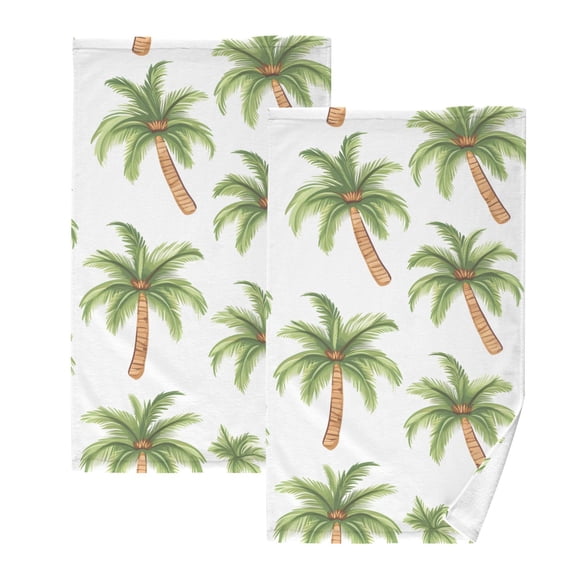 Ryvnso Cute Palm Tree Cotton Hand Towels Sets Face Towel 2 PCs Bathroom Decorative
