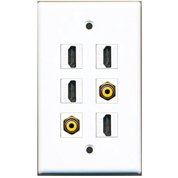 RiteAV - 4 HDMI 2 Port RCA Yellow Wall Plate