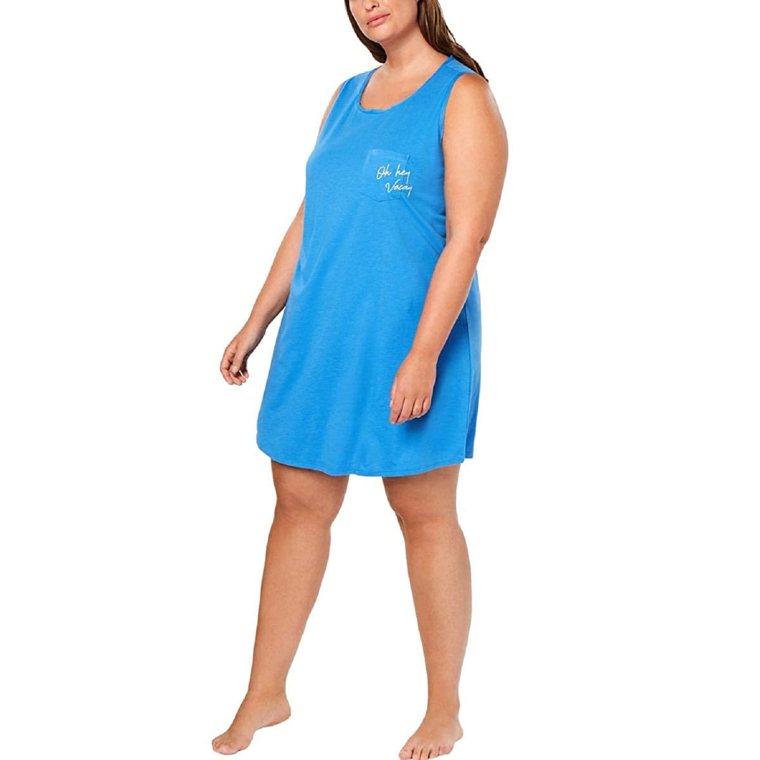 Photo 1 of Jenni Plus Women's Vacay Comfy Peekaboo-Back Sleep Shirt, Blue, 3X