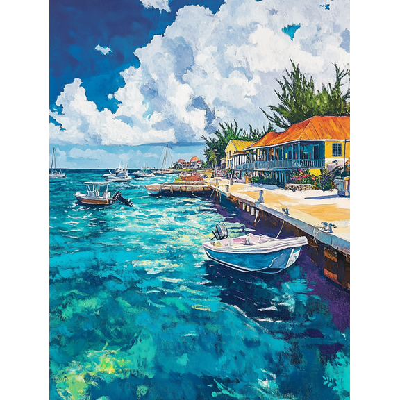 Caribbean Harbor Canvas Wall Art， Perfect for Living Room， Bedroom， Kitchen， Office， and Bathroom Decor.
