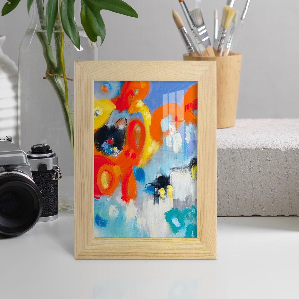In the Loop V -Framed Print w/glass-Natural Wood