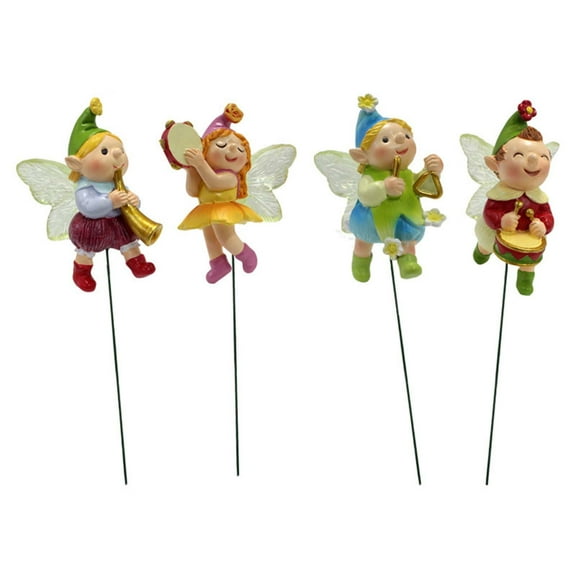 SIYTUAU Resin Garden Potted Ornament Music Fairy Decorative Figure Craft Scene Decor Multicolour Free Size Decorative Stake Lawn Statue For Outdoor Multicolour