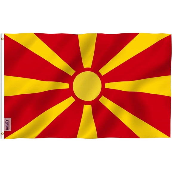 ANLEY Fly Breeze 3x5 Feet North Macedonia flag - North Macedonian Flags Polyester with Brass Grommets 3 X 5 Ft