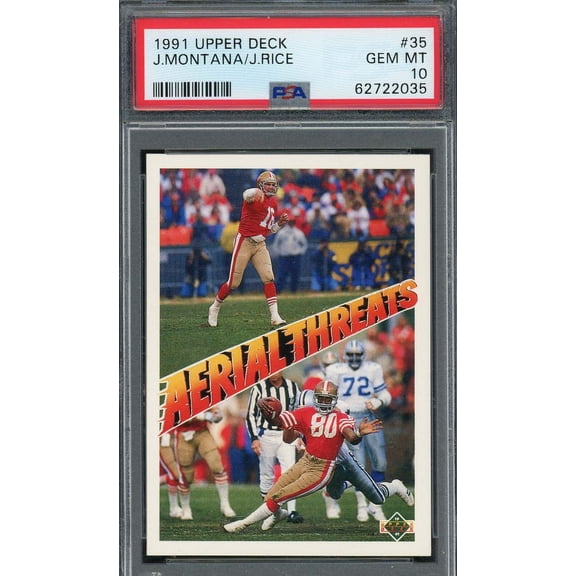 Joe Montana / Jerry Rice 1991 Upper Deck Football Card #35 Graded PSA 10