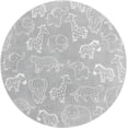 thumbnail image 3 of Unique Loom Whimsy Kids Collection Area Rug - Safari Animals (7' 10" Round Gray/Ivory) Perfect For Kids Bed Room/Nursery Room/Living Room/Class Room/Play Room, 3 of 6