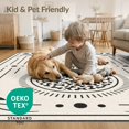 thumbnail image 4 of ODIKA 5'x7' Washable Area Rug Non-Slip, Low Pile, Stain Resistant Black Cream Geometric Elegance with Leaf Accents Circular Motif and Details in for Guest Room, Lounge, Apartment, 4 of 7