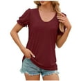 thumbnail image 1 of Hauts de Mode pour Femmes Imprimé Manches Courtes Blouse Col Rond T-Shirt Amusant, 1 of 6