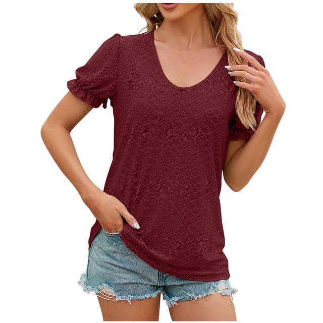 Hauts de Mode pour Femmes Imprimé Manches Courtes Blouse Col Rond T-Shirt Amusant