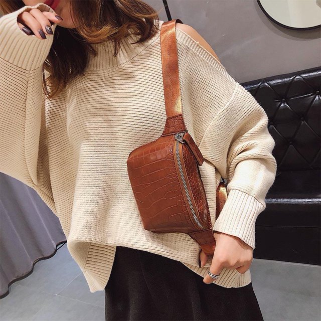 Bolsa Bolsos de cintura de hombro con patrón de cocodrilo Paquetes de cinturón de pecho para mujer (marrón claro) JShteea Para Estrenar